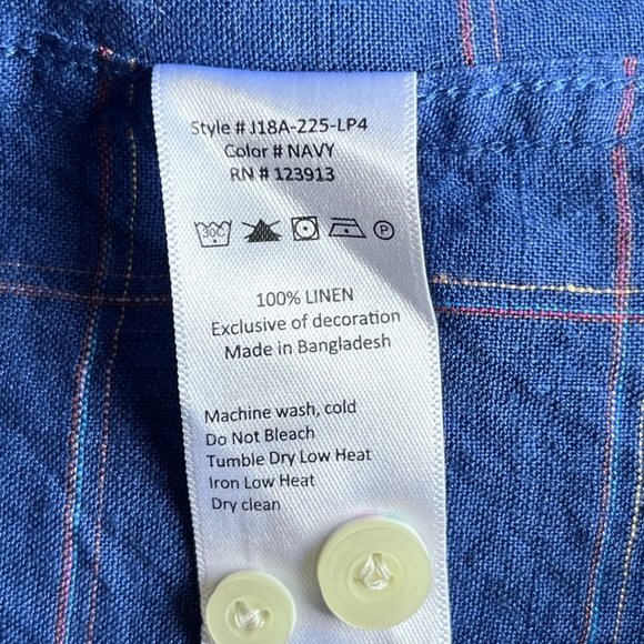 Jachs New York Men's Large Blue Linen Classic Fit Button Preppy Shirt - Picture 4 of 6
